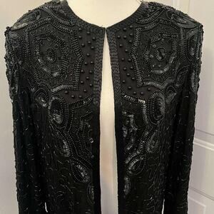 Vintage 80's AP LTD Silk Beaded Sequined Embellished Jacket Size Medium